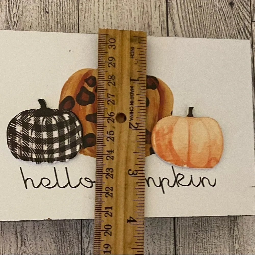 Hello Pumpkin Leopard wall sign 4x6